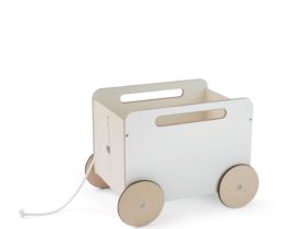 TOY CHEST ON WHEELS-white