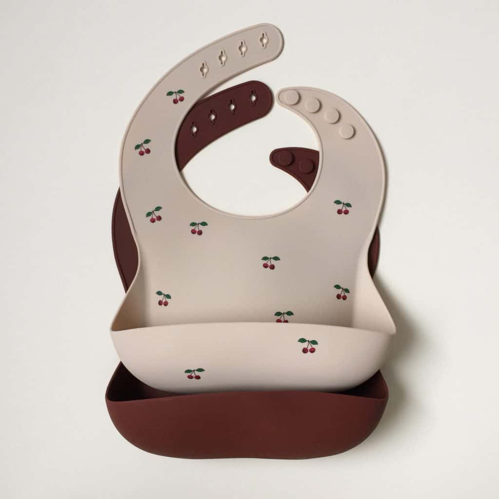 Pack De 2 Bavoirs Bebe Silicone Cerises Nos Minis Pack De 2 Bavoirs Bebe Silicone Cerises Nos Minis