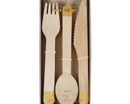 Meri meri 8 SET DE COUVERTS EN BOIS OR
